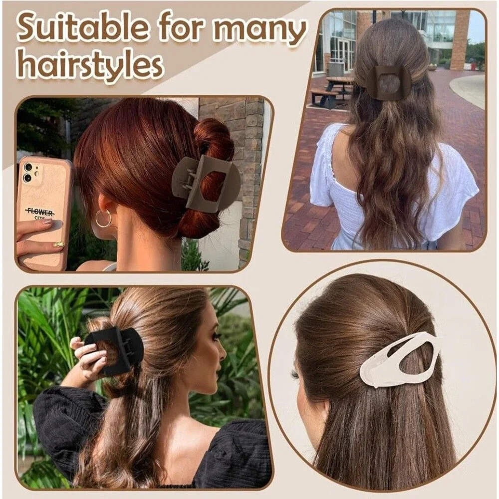 8 Pcs French Flat Hair Clips for Women, 2 Styles Large Matte (Neutral Color)